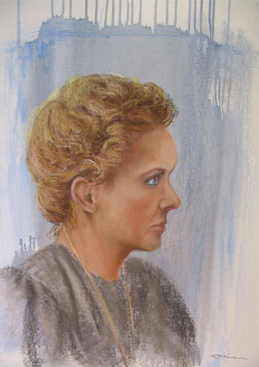 Maria Curie. Pastello su cartone telato